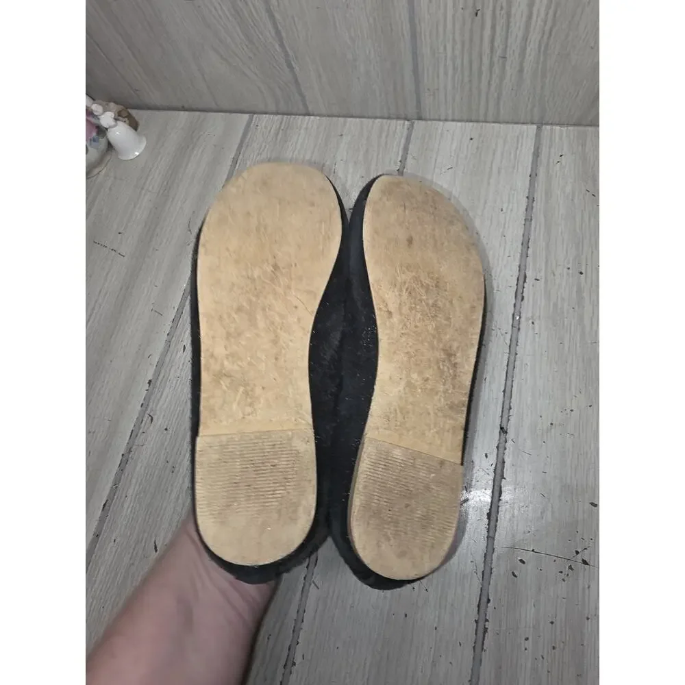 Janie And Jack Girls Square Toe Ballet Flats Black Suede Size 1 Cute